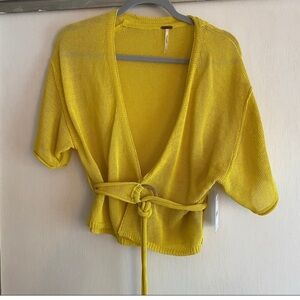 Free People yellow wrap shirt